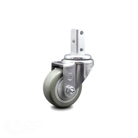 Service Caster 3 Inch Gray Polyurethane Wheel Swivel 7/8 Inch Square Stem Caster SCC SCC-SQ20S314-PPUB-GRY-78